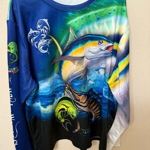 Deep Sea Bright Colors Ocean Fish Print XXL Long Sleeve. Fishingcore, Nautical